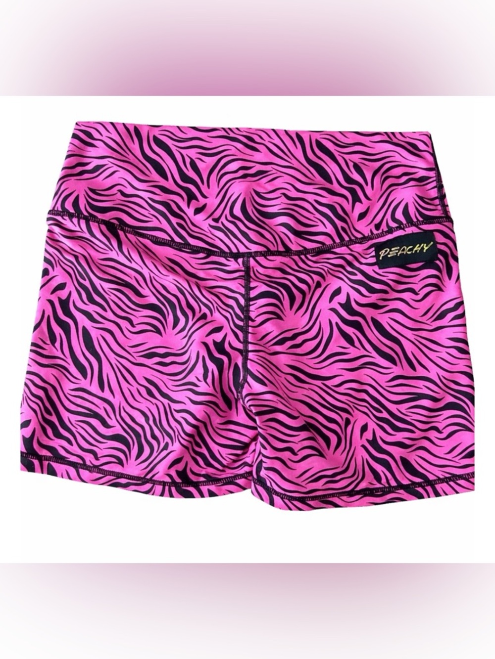 Peachy High-Rise Pink Zebra Bike Shorts